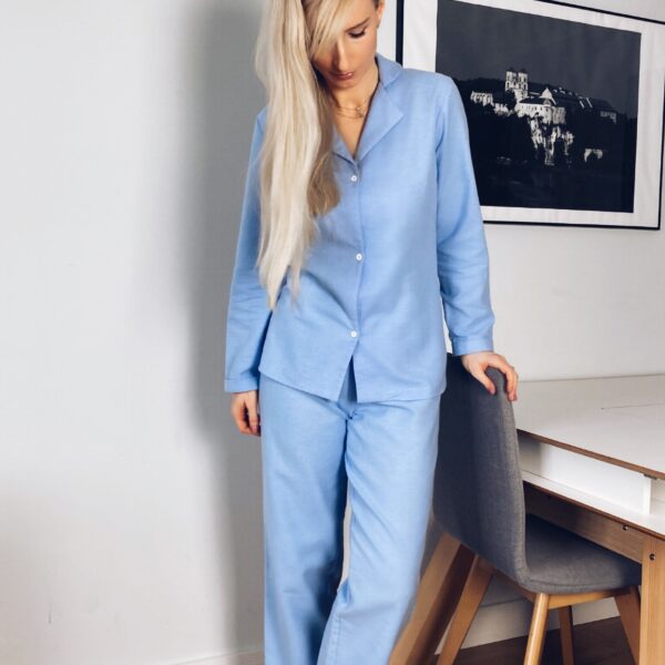 OUTLET - Stary model - Flanelowa piżama damska Wodaco - niebieska - XL